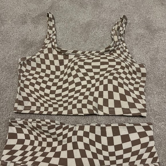 Checkered Biker Shorts and Top Set - Size M - Picture 2 of 2